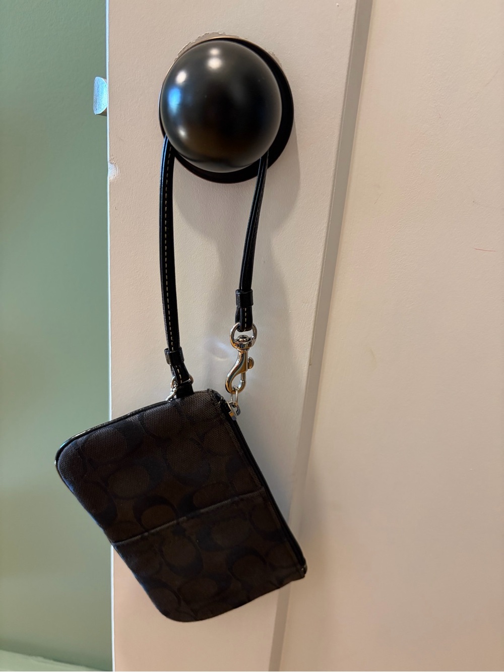 Coach Black Signature Wristlet with Detachable Strap - Black